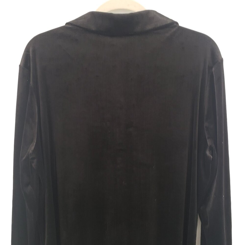 3/$25 387 Long Tall Sally Velvet Button Down Shirt Top L Long Sleeve Black Tunic - Picture 6 of 8